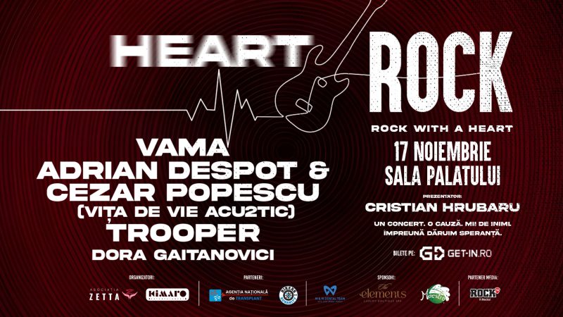 Concert caritabil HEART ROCK: Vama, Vița de Vie Acou2tic, Trooper și Dora Gaitanovici