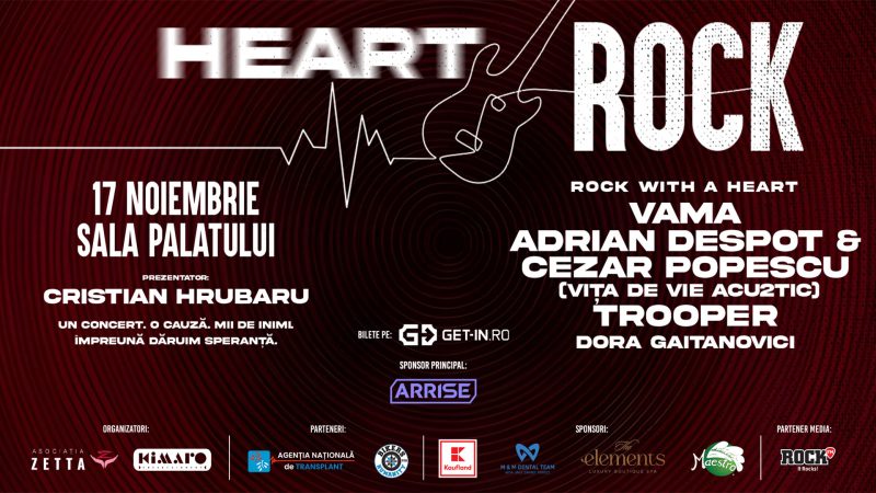 Concert caritabil HEART ROCK: Vama, Vița de Vie Acou2tic, Trooper și Dora Gaitanovici